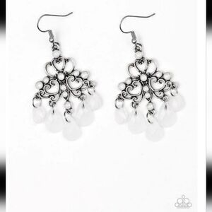 Dip It! Glow White Earrings Chandelier Fashion Jewelry-Paparazzi